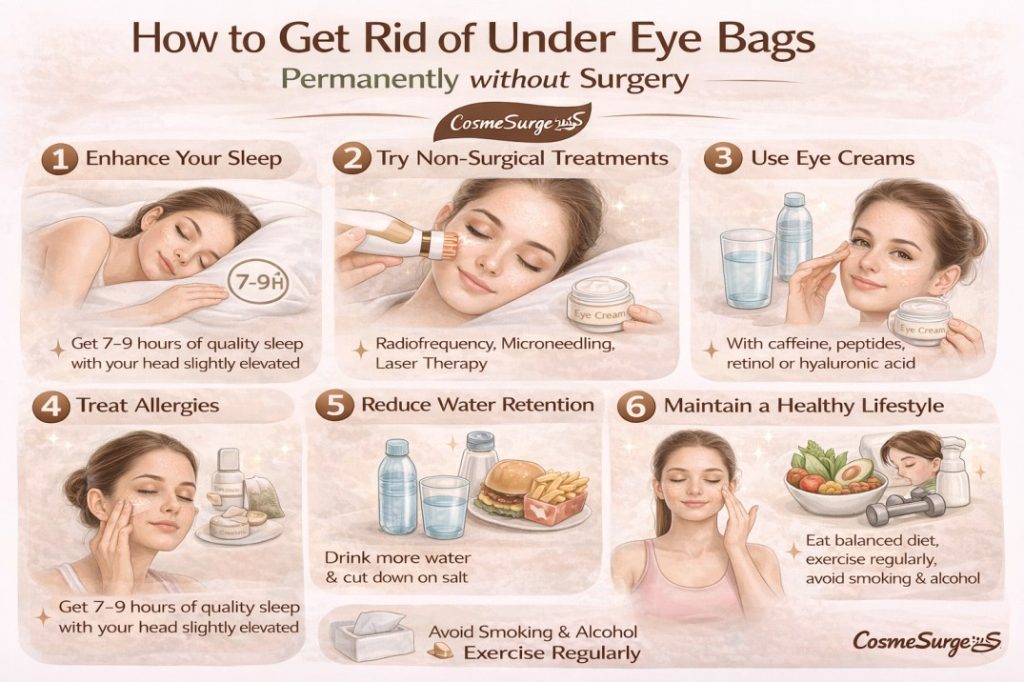 how to get rid of under eye bags permanently without surgery